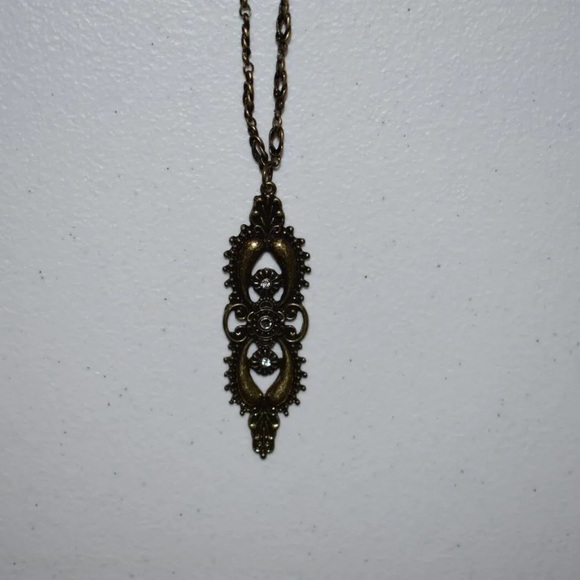 Vintage Old Gold Brown Looking Necklace With Matching Earrings Pretty - Picture 6 of 12